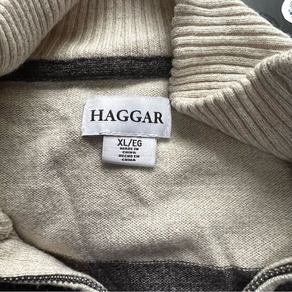 HAGGAR SWEATER, STRIPES, Quarter Zip XL - Picture 3 of 5
